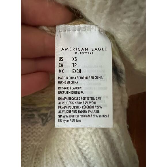 NWT American Eagle Women's Soft & Cozy Fair Isle Sweater Hoodie Multicolor SZ XS - Picture 5 of 12